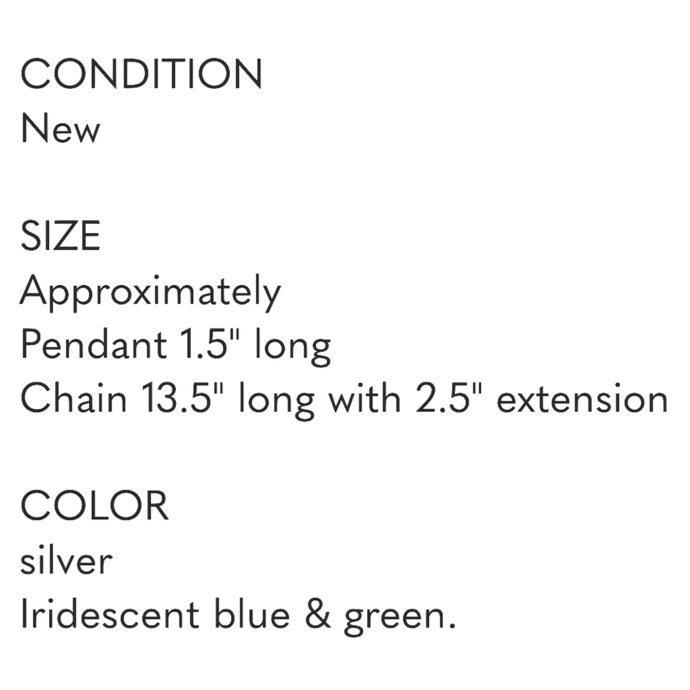 Iridescent Flower Necklace Rhinestones Blue/Green & Alloy Plating - Picture 5 of 12
